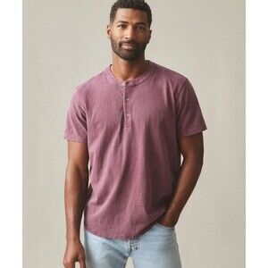 American Giant Henley Shirt Mens 2XL Red Premium Slub Short Sleeve Broken In NEW